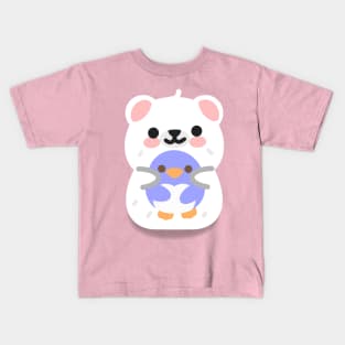 polar bear with penguin Kids T-Shirt